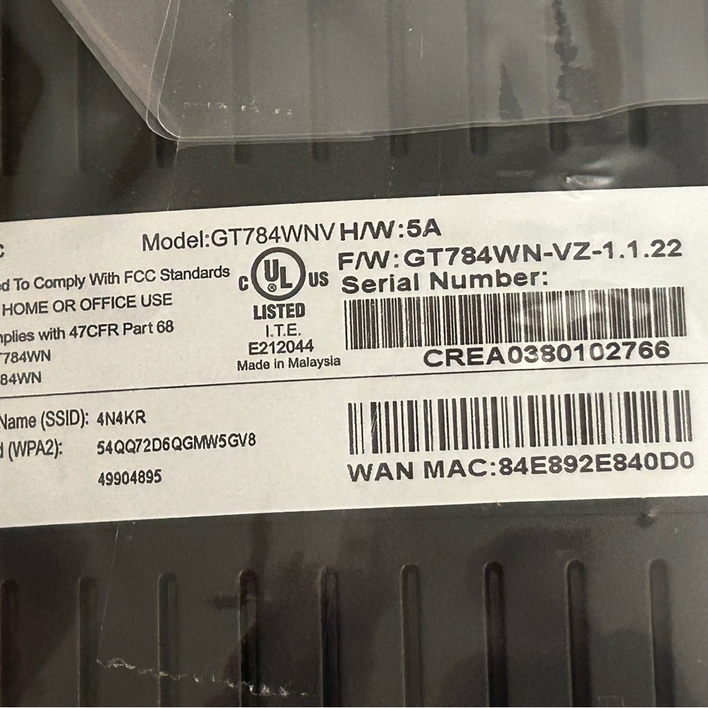 Brand New, Verizon Wireless DSL Gateway AGT784WNV - Picture 10 of 10